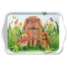 Plateau Ambiente Mélamine Famille Lapin 13x21cm