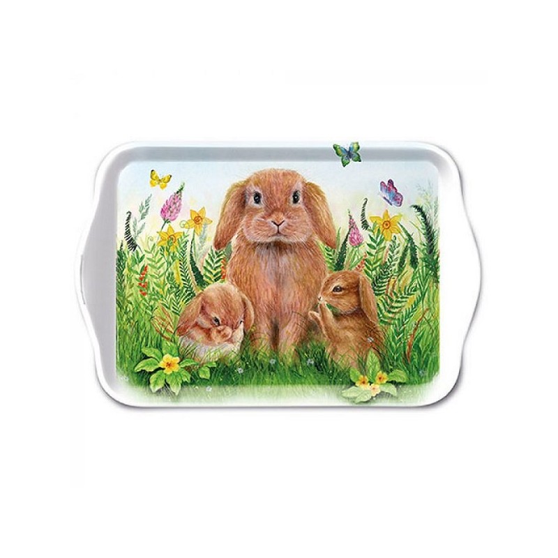 Ambiente Dienblad Melamine Rabbit Family 13x21cm