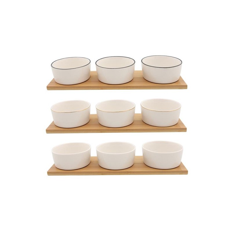 Set de 3 plats sur étagère bambou 9x6x33cm