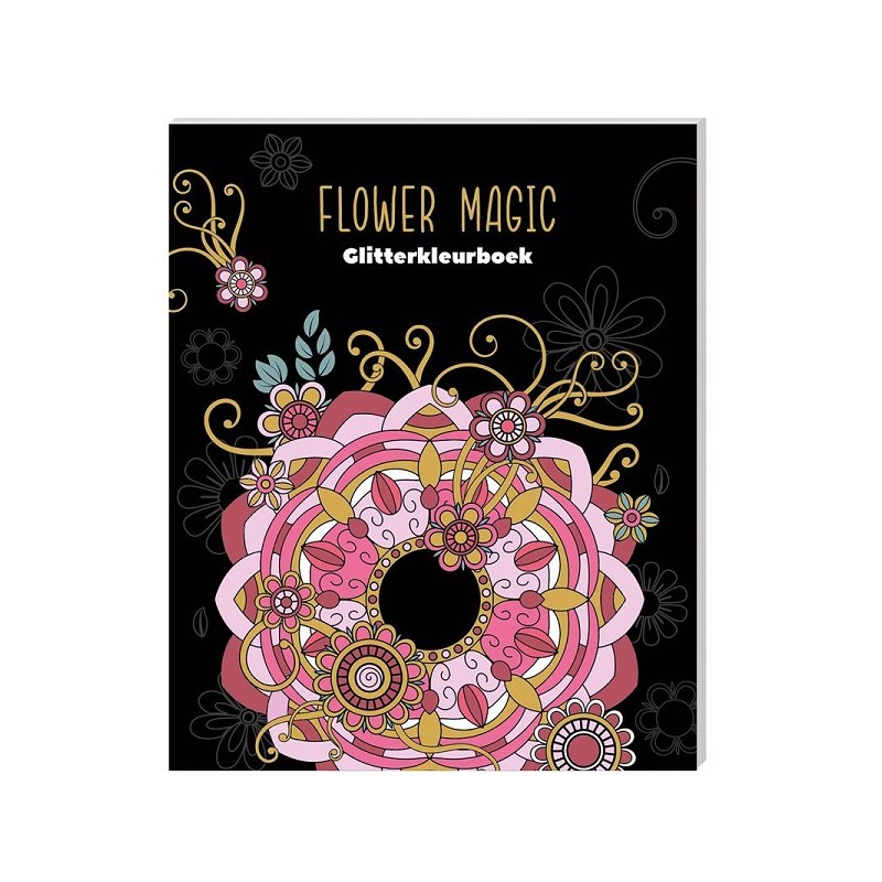 Glitterkleurboek - Ultimate Black Edition - Flower Magic
