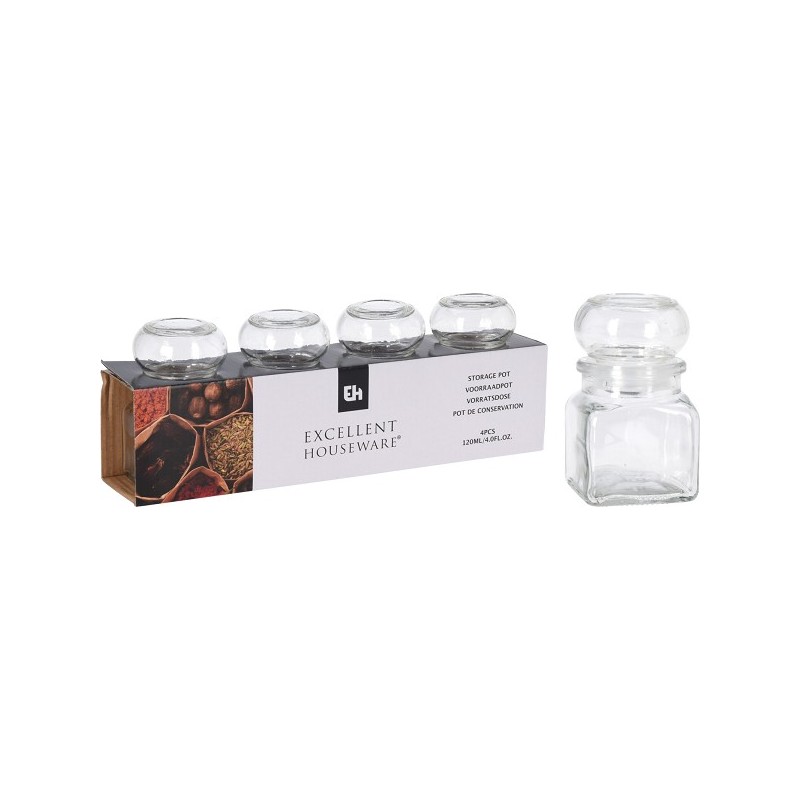 Pot de conservation en verre 120ml lot de 4 pièces