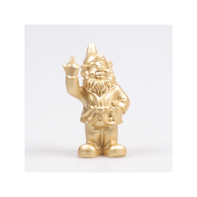 Stoobz Polystone beeld kabouter f*ck you goud 10cm