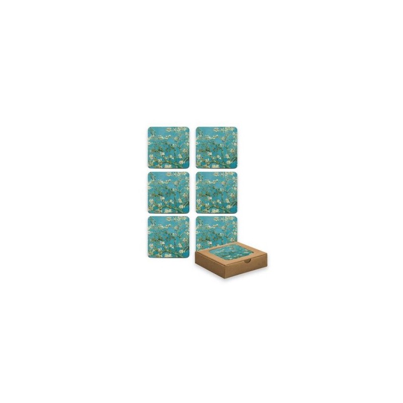 Sous-verres en liège Van Gogh Fleur d'Amandier boîte de 6 pièces