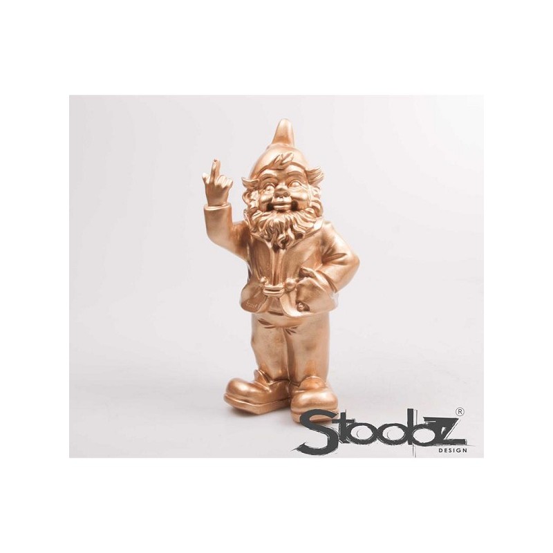 Stoobz Polystone  beeld Kabouter f*ck you goud 16x12x32cm