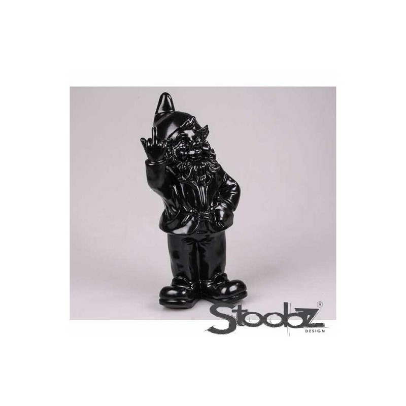 Stoobz Polystone  beeld kabouter f*ck you zwart 20cm