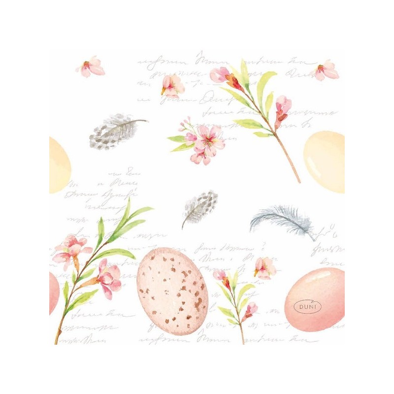 Duni Servetten Eggs & Feathers 24x24cm 3-laagstissue FSC pak a 20 servetten