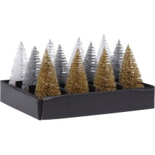 Kerstboom met led 10cm verkrijgbaar in goud, zilver of wit