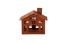 HBX natural living Deco huisje Domek Chimney 13x13,5h17,5cm roest