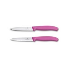 Victorinox Couteau à légumes lisse + dentelé rose 2 pièces sur carte