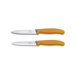 Victorinox Couteau à légumes lisse+dentelé orange 2 pièces sur carte
