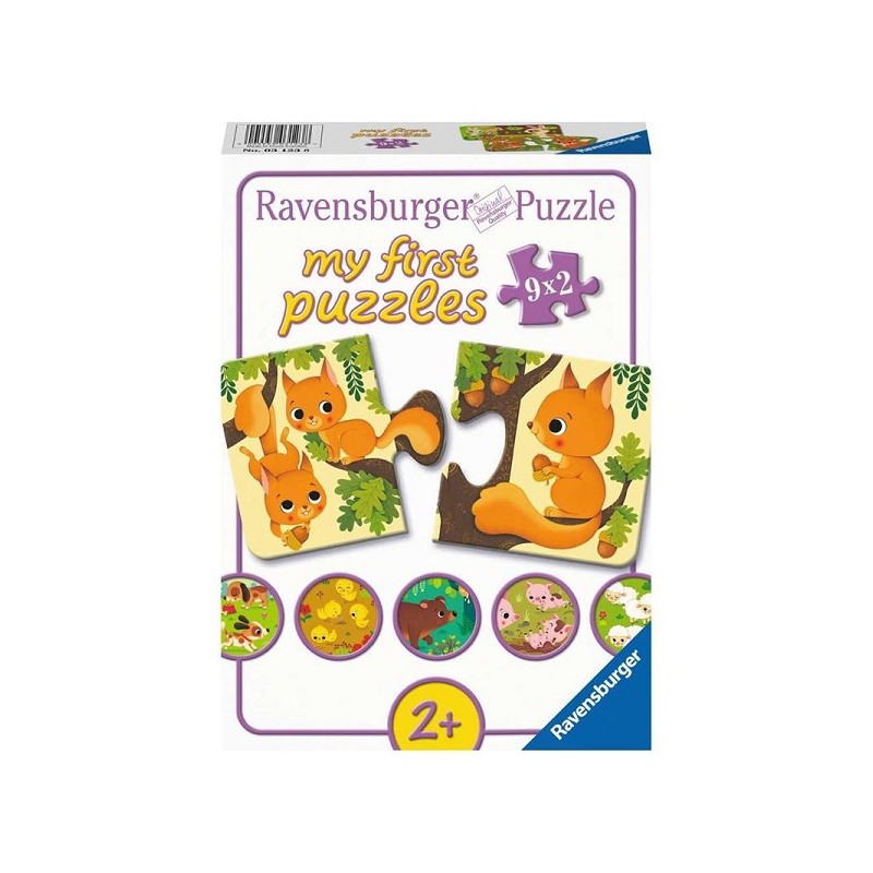 Ravensburger My first puzzles Dieren en hun kleintjes 9x2 stukjes puzzel