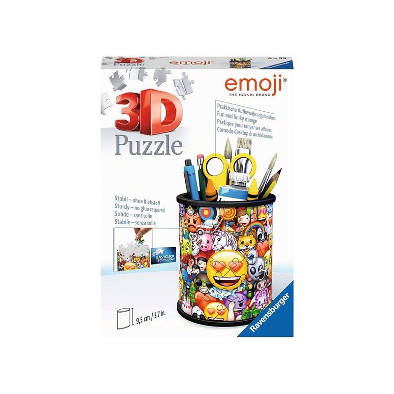 Ravensburger 3D puzzel Emoji pennenbakje puzzel 54 stukjes