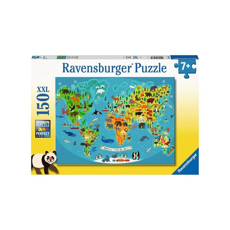Ravensburger Dieren-wereldkaart puzzel 150 stukjes