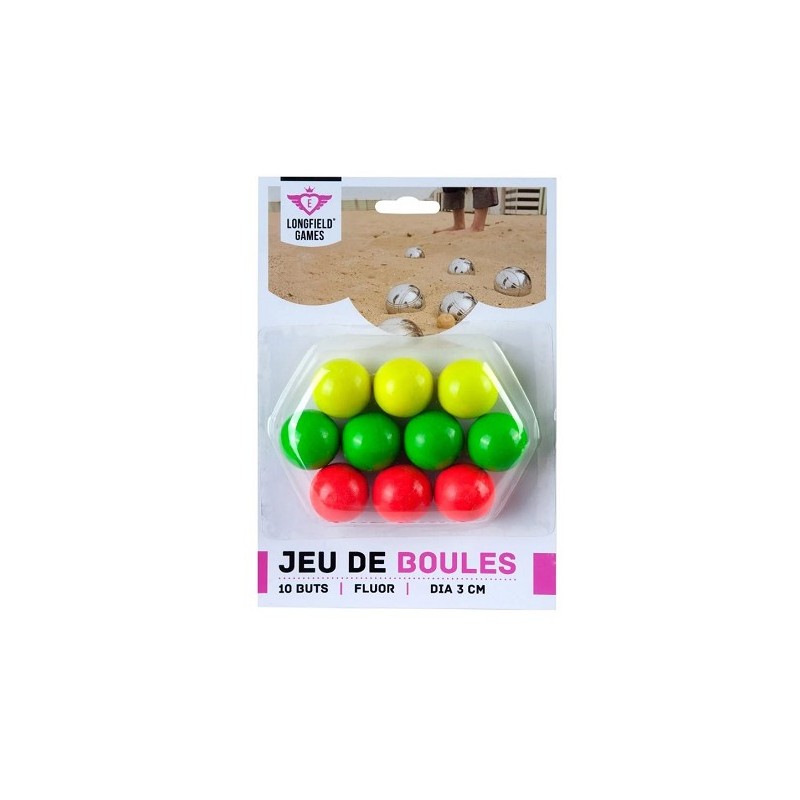 10 Jeu de Boules buts hout fluor op kaart Ø30mm