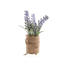 Decoris Kunstplant Lavende plantl in jute 5x5x12cm lila