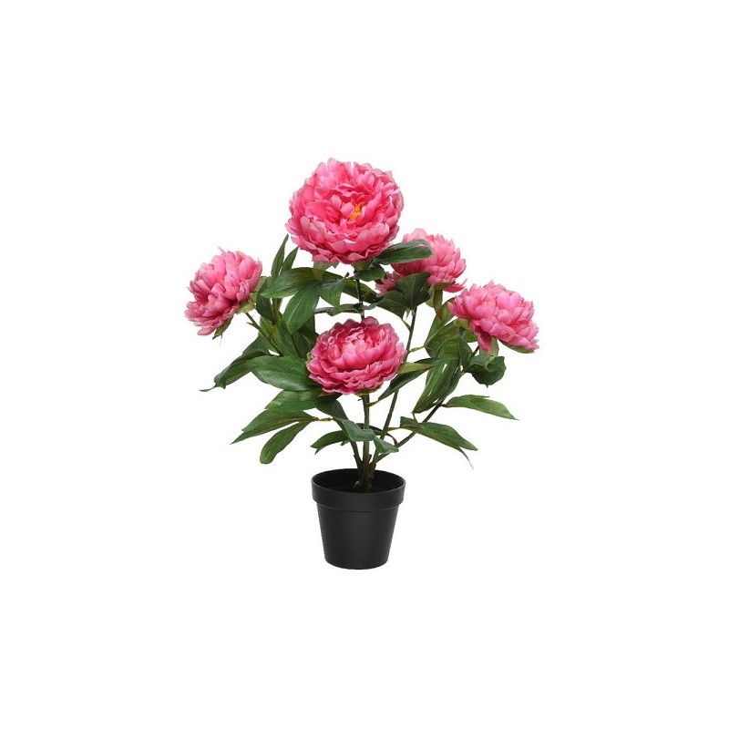 Decoris Kunstplant Pioenroos in pot polyester 41x47x57cm fuchsia