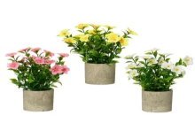 Decoris Kunstplant in pot dia.10x25cm 3 assorti