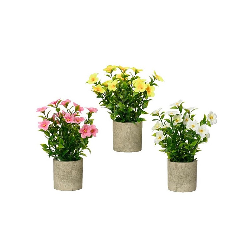 Decoris Kunstplant in pot dia.10x25cm 3 assorti