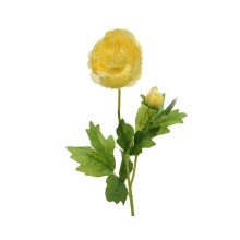 Decoris Kunstbloem Ranonkel bloem met knopje polyester 8x10x57cm geel