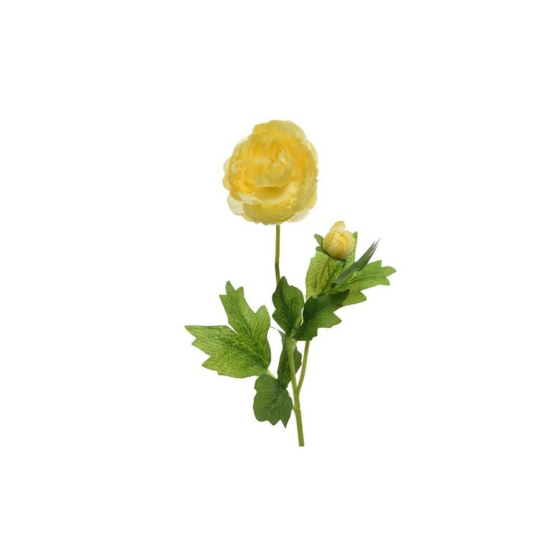 Decoris Kunstbloem Ranonkel bloem met knopje polyester 8x10x57cm geel