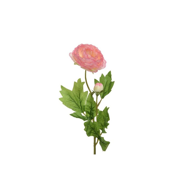 Decoris Kunstbloem Ranonkel blooem met knopje  polyester 8x10x57cm zacht roze