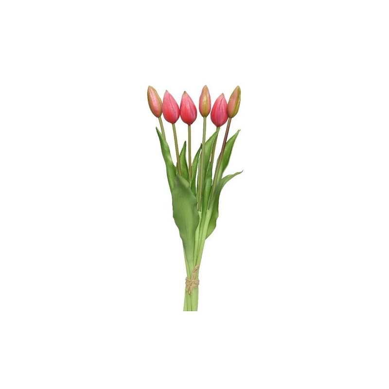 Decoris Bos 6 Tulpen van PVC 10x10x40cm roze