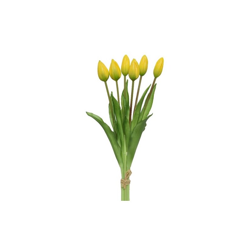 Decoris Bos 6 Tulpen van PVC 10x10x40cm geel