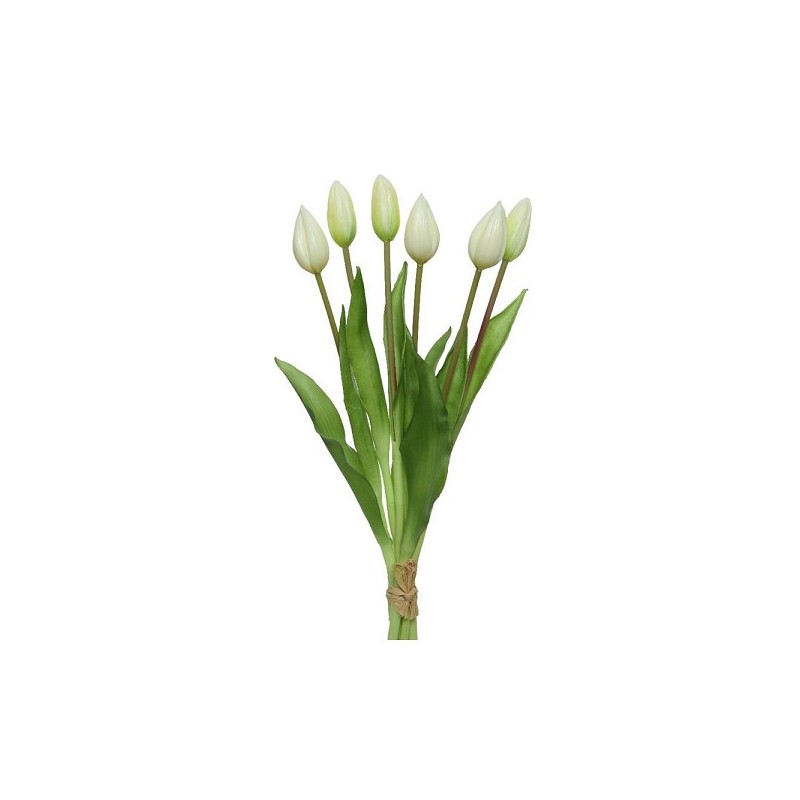 Decoris Bos 6 Tulpen van PVC 10x10x40cm wit