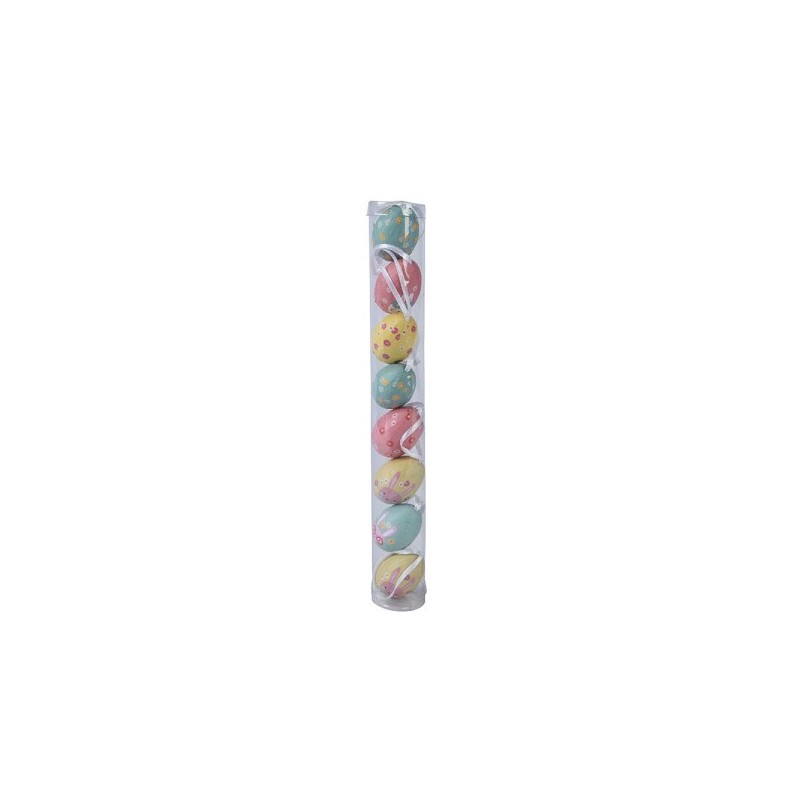 Decoris Paasei Candy Kleuren 8-delig koker dia.3,5x5cm