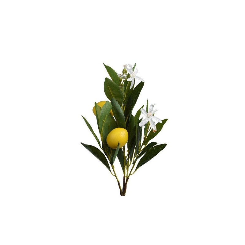 Decoris Kunstbloem Citroen met bloesem polyester pe 23x10x56cm wit/geel