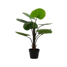 Decoris Kunstplant in pot Licuala palm 8 bladeren dia45x75cmPlant in zwarte pot