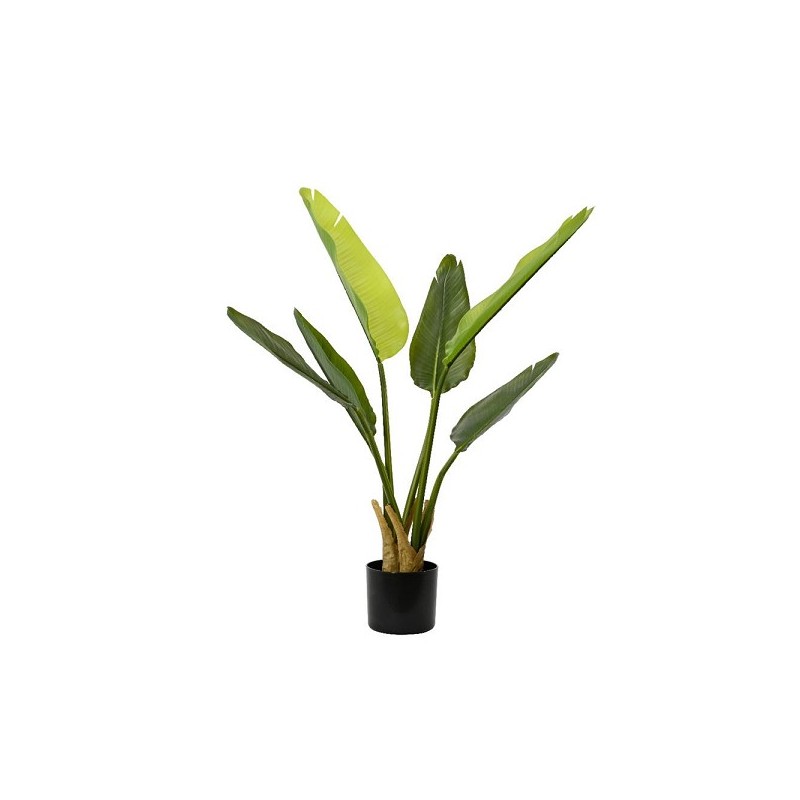 Decoris Kunstplant Strelitzia in pot kunststof 6 bladeren dia.40x90cm groen