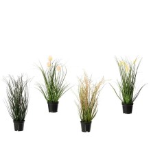 Decoris kunstplant gras sorten in pot PVC plume - grass - cattail - dandelion dia.15x30cm 4 assorti