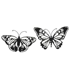 Decoris Wanddecoratie van Vlinder zwart ijzer 1x37x24cm voor binnen of buiten gebruik 2 assorti dessins