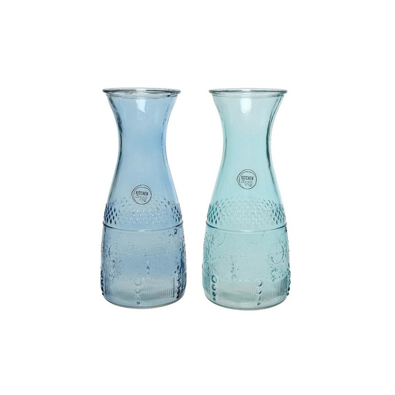 Decoris Waterkaraf glas blauw 1100ml dia10x25cm 22 assorti