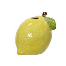 Decoris Vaas in vorm van een citroen porselein 9,6x11,2x10,5cm waterbestendig geel
