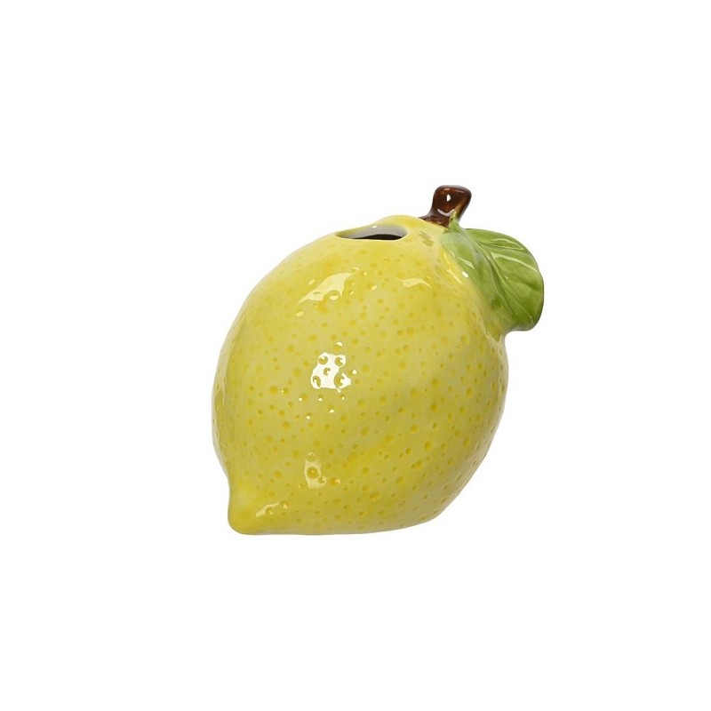 Decoris Vaas in vorm van een citroen porselein 9,6x11,2x10,5cm waterbestendig geel