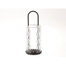 HBX Lving Lantaarn Lutro van glas en zwart metaal dia10x27,5cm