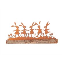 HBX Living Decoratieve Beeld Konijen Gamby metaal met hout 24cmx9cm roest bruin