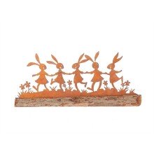 HBX Living Decoratieve Beeld Konijen Gamby metaal met hout 24cmx9cm roest bruin