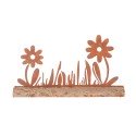 HBX Living Decoratieve Beeld van bloemen in metaal en hout 29,5x15cm bruin