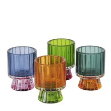 Boltze Home Theelichthouder 'Glance' Glas gelakt dia6x7,5cm 4 assorti veel gekleurd