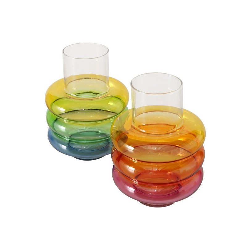 Boltze Home Vaas 'Rainbow' glas 16x16x24cm 2 assorti