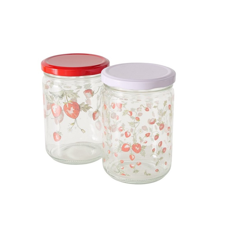 Boltze Home Voorraadpot 'Emily' aardbei glas 500ml dia.9x13cm 2 assorti