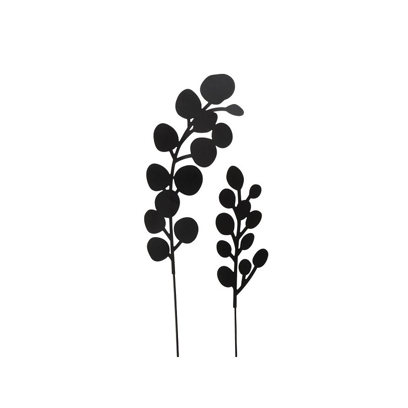 Boltze Home Tuinsteker 'Calypso' 2-delig met blad dessin, zwart ijzer, klein 40cm groot 50cm