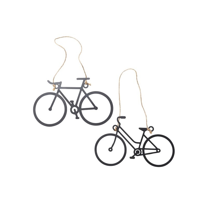 Boltze Home Decoratieve hanger 'Velo' Fiets ijzer L0,5,b30xh18cm Mat zwart dames of herenfiets