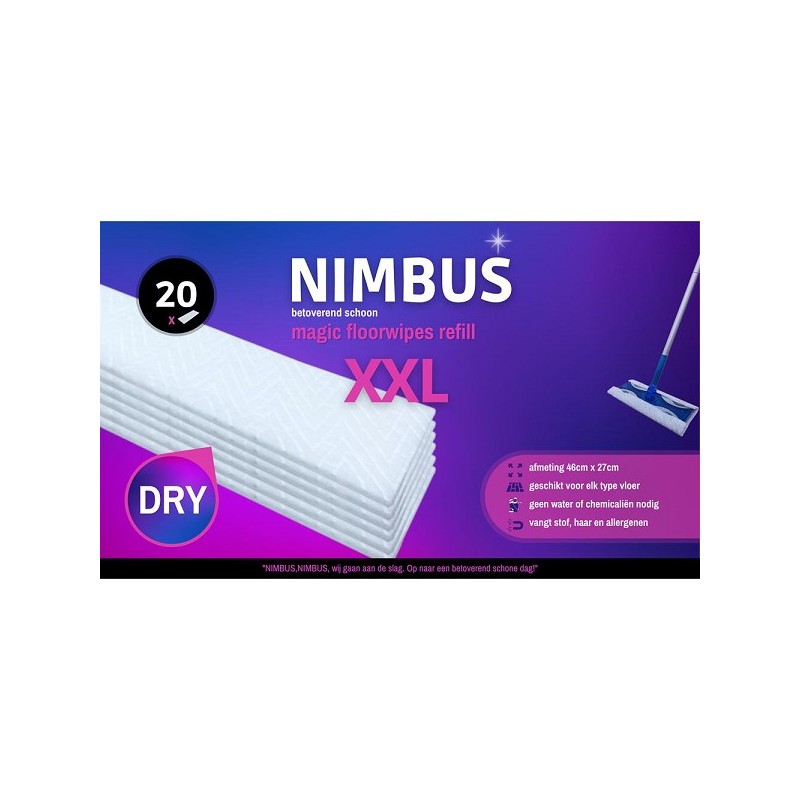 NIMBUS Magic floorwipes navulling 46x27cm 20stuks