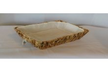 Mand Hyacint rechthoek met stof bekleed 29x22x8cm