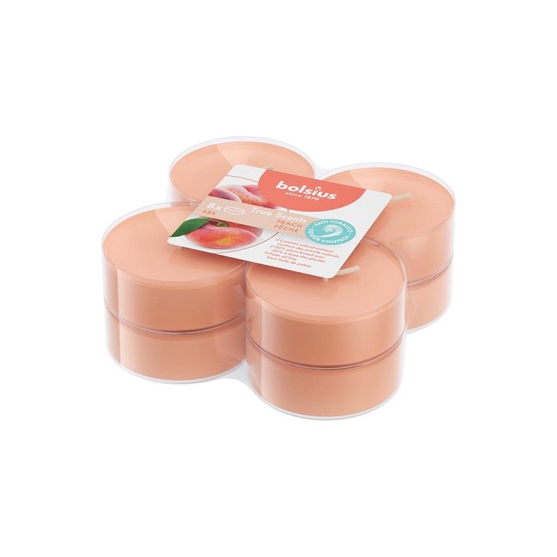 Bolsius Maxilichten clear cup True Scents Peach 8uur pak a 8 stuks