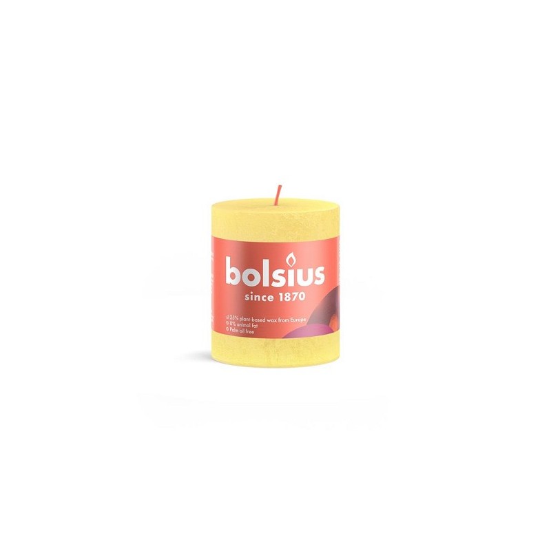 Bolsius Shine Collection Bougie pilier rustique 80/68 Jaune Soleil